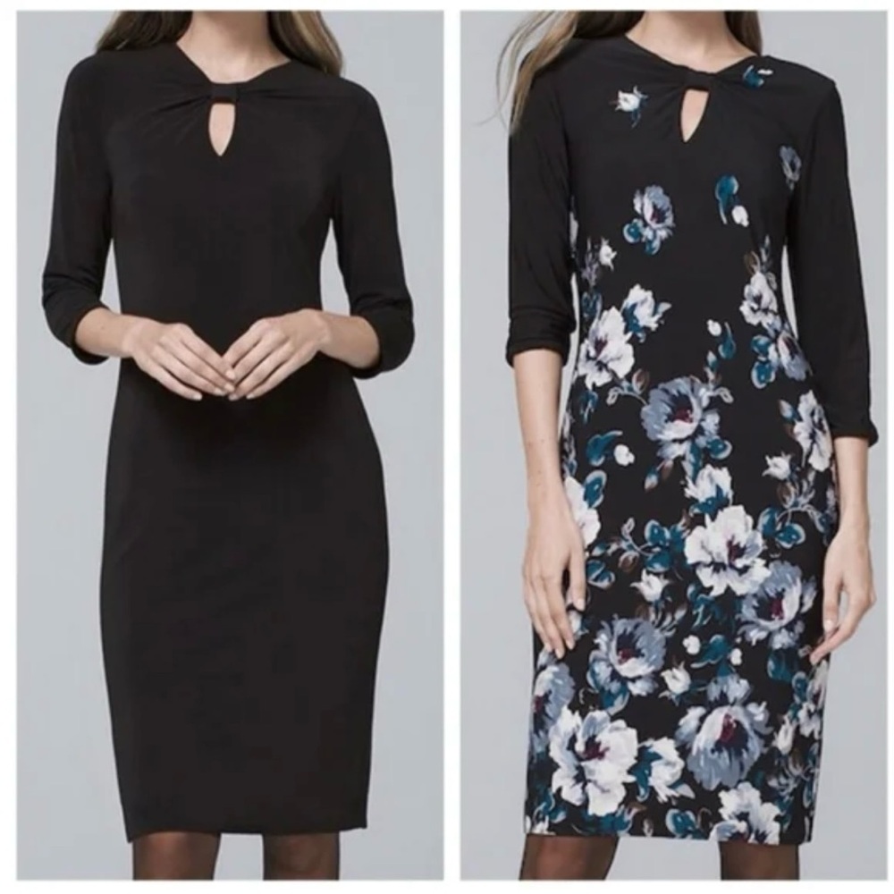 NWOT WHBM Reversible Floral Solid Dress Sz Medium petite